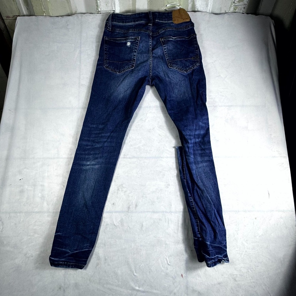 Aeropostale Jeans Womens 29x30 Blue Denim Cotton Stretch Skinny Leg Distressed